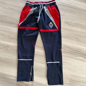 Le Tigre Navy Sweatpants with Red & Silver Accents